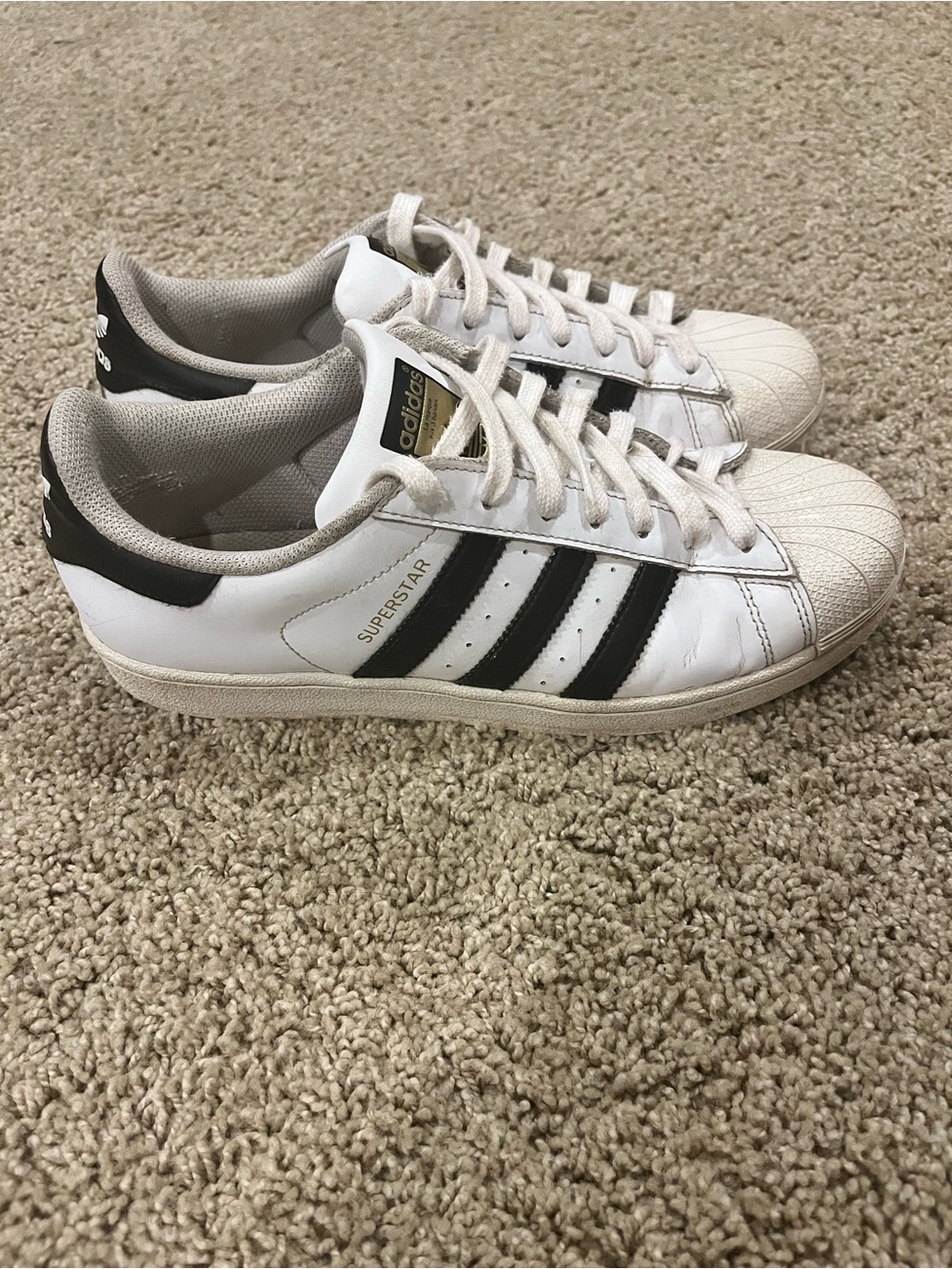 adidas White and Black Superstar Low-Top Sneakers